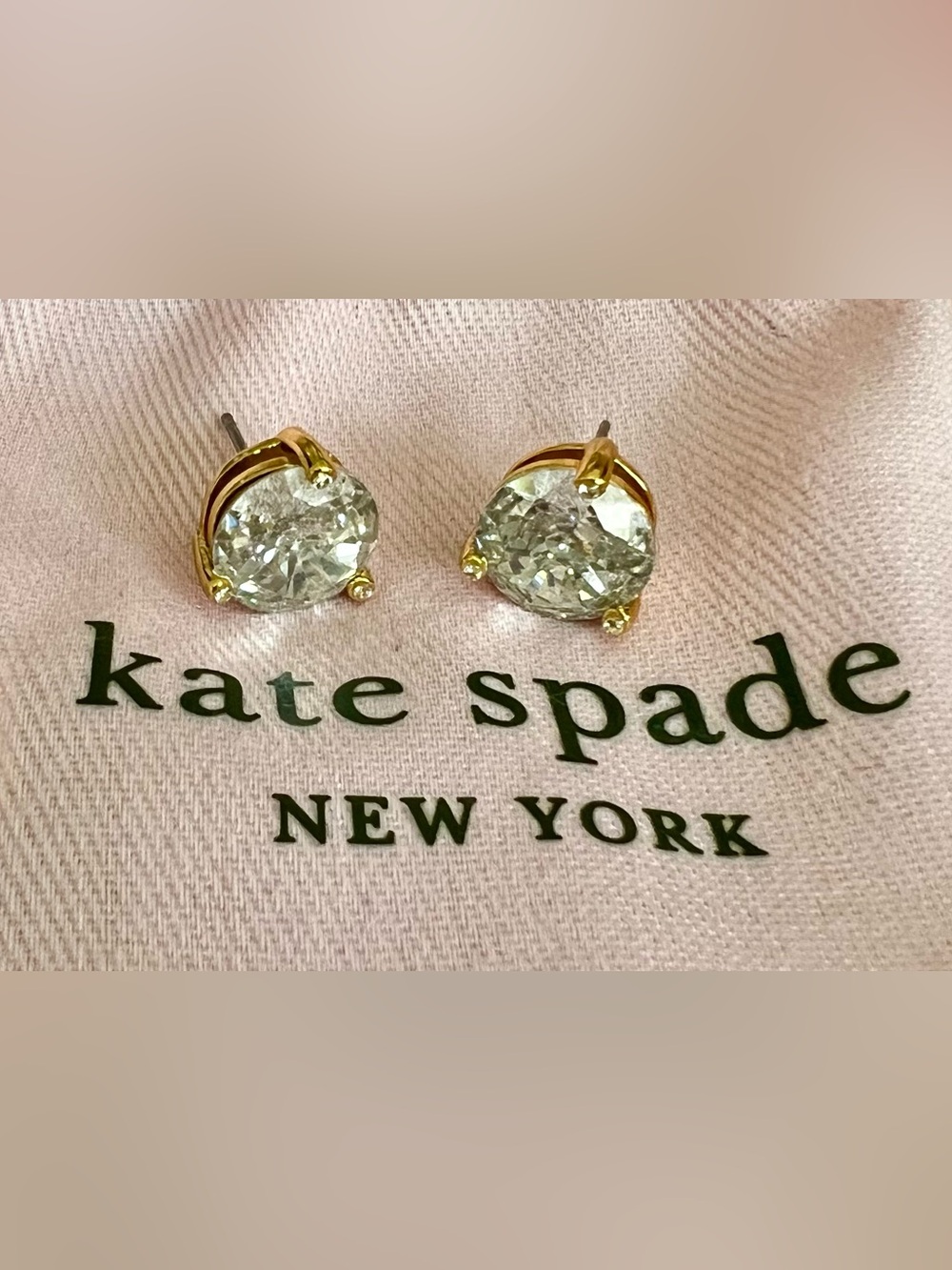 kate spade Clear & Gold CZ Stud Earrings